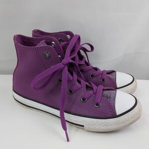 Converse All Star Chuck Taylor High Tops Purple Sparkly Girls Youth Size 1